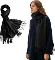 Bufanda para Mujer, Chal de Pashmina Suave, Moda y Elegancia, 200 * 70cm - Negro - Ver 9