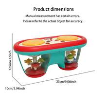 Baby Musical Instrument Double Drum Toy Sensory Learning Baby Tummy Toy Multifunctional Rotating Light Up Toys, Improve The Baby's Manual Ability (Without Battery)