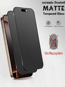 2 Pieces Ceramic Frosted Privacy Protective Film For IPhone 16 Pro 15 14 13 12 11 8 7 6 Anti-Peep Ceramic Frosted Temperature Film, Anti-Peep 9H Ceramic Frosted Privacy Protective Film Waterproof Shockproof Drop-Proof Anti-Scratch Anti-Fingerprint Full Coverage Screen Protection Essentials For Daily Protection, Office, Home Privacy Screen Protector Mobile Screen Protector Mobile Phone Accessories