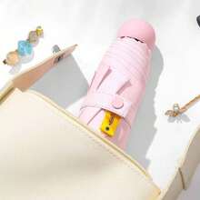 1 pièce Parapluie pliable compact et léger de 6 baleines, imperméable avec protection UV, convient pour la pluie et le soleil, manche en acier inoxydable