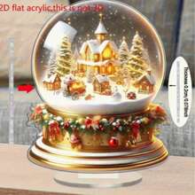 圣诞老人和冬日村庄亚克力雪花玻璃球 - 多功能节日装饰，适用于家居、汽车和背包 | 高品质透明装饰品 - 彩色 - 查看 4