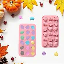 1pc Autumn Silicone Chocolate Mold, 3D Stereoscopic Design With Maple Leaf, Acorn And Pumpkin Patterns, 36 Cavities, Suitable For Thanksgiving, Harvest Theme Candies, Puddings, Jellies - Multicolor - View 6