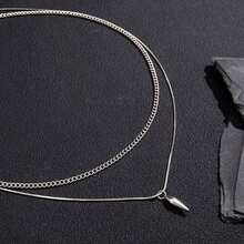 2pcs/Set Men's Stainless Steel Rivet Pendant Necklace, Hiphop Street Style Double Layer Chain, Suitable For Daily Wear, Boyfriend Gift Fathers Day Gift School Jewelry Men Y2k Accessories Goth Chains Jeans Accessories Gothic Jewellery Back To School Halloween Accessories Punk - 彩色 - 查看 4