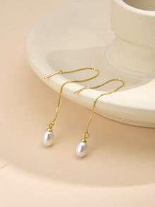 1 par de pendientes de perla natural de plata de ley 925, regalo para mujeres, Día de la Madre, San Valentín, cumpleaños, boda, compromiso, novia