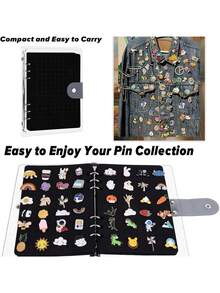 1pc Pin Collection Display Book - Portable Pin Storage Book, 8 Pages 350 Holes Storage Display Book, Portable Felt Storage Book, With Holes, Storage Solution, Jewelry Roll. - Multicolor - View 5