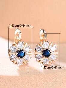 1 Pair Of Shimmering Multicolored Cubic Zirconia Floral Gold-Tone Stud Earrings Designed For Women Party Jewelry Birthday Gift For Her Party Accessories