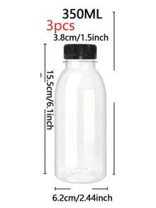 1/3/6个装可重复使用塑料果汁瓶带盖 - 塑料奶昔瓶 - 带盖空饮料容器，适用于冷/热饮、果汁、饮料、水、牛奶、奶昔和其他饮品，含姜（150毫升/200毫升/250毫升/350毫升/500毫升） - 彩色 - 查看 21