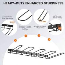 Boot Rack - Wand Mounted Boot Stand für 4 Paare - Metall Boot Storage Rack für Outdoor und Indoor - Schuh Storage Rack für Eingang, Garage, Mudroom