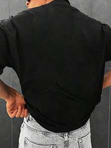 100% Cotton Favorite Call Dad Graphic Men's T-Shirt, Short Sleeve Crew Neck Casual Top, Perfect For Summer And Spring, Men's Clothing - 黑色 - 查看 2