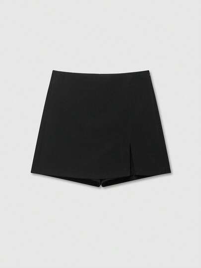 Damskie, minimalistyczne, swobodne, spódnico-spodenki z rozcięciem u dołu, odpowiednie do noszenia na co dzień