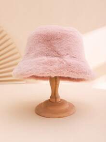 1 件男女通用纯色蓬松宽边休闲渔夫帽，讨人喜欢，温暖，适合秋季，适合日常休闲、情侣出游