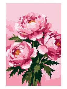 成人 DIY 数字油画丙烯画套装，20*30 厘米，含颜料和画笔，适合缓解压力、数字绘画、手工编号绘画、花卉彩色帆布设计、房间装饰墙艺术、壁画、初学者绘画、送给朋友的完美礼物 - 淺粉色 - 查看 3