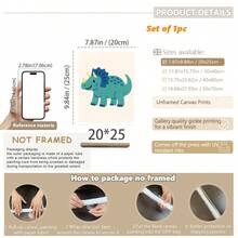 1 gerahmtes/Leinwand Wandkunst, Dinosaurier Tier Thema Dekoration. Badezimmer Wanddekoration. Themen Poster, Schlafzimmer Dekoration, Raumdekoration, Heimdekoration, Ornamente, Winterdekoration für Zuhause, Wanddekoration. Geeignet für Kinderzimmer, Kinderzimmer, Jungen- und Mädchen-Partyräume, Kita-Klassenzimmer Dekoration, wasserfestes Material. Kopfteil Dekorative Tapete, Party Deko Geschenke. Badezimmer Wanddekoration.