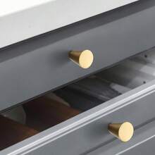 QogriSun 5Pack Solid Brass Cabinet Knobs for Drawer Dresser 0.8Inch Diameter Gold Cone Drawer Knobs Pulls Suitable for Kitchen Cabinets Shoe Book and Decorative Furniture Hardware QSCN23GDB - Paquete de 5 - Ver 5