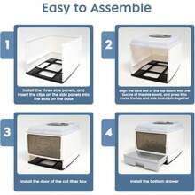 Large Enclosed Cat Litter Box With Lid CoverFoldable Cat Litter Box Hooded Odorless Cat Toilet With Litter Scoop Cat Self Groomer Deodorizer Filter Front Entry Top Exit Door Easy To Install And Clean