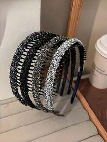 1/4 bucăți de bandă de păr multifuncțională cu diamant colorat pentru femei, bandă de păr cu stras strălucitor la modă, bandă de păr antiderapantă cu dinți, bandă de păr pentru mască facială de machiaj feminin, stras încrustat cu margine largă retro elegant negru, bandă de păr strălucitoare cu ornamente de păr antiderapante cu dinți, potrivită pentru spălarea și machiajul zilnic al feței pentru femei și fete, haine de navetă, sezonul de întoarcere la școală, haine de sezon, petreceri etc.