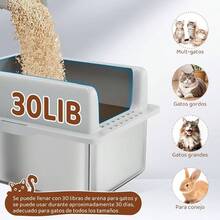 Arenero para Gato Acero Inoxidabl, Caja de con Tapa de Lados Altos, Gatos Grandes Arenero para Gato Autolimpiable con Cuchara y Filtro Antifugas60 * 40 * 31cm - Gris - Ver 7