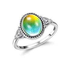 Fashionable Women's Jewelry Silver Mood Ring - Vintage Bohemian Style, Temperature Sensing Color Changing, Suitable For Daily Wear And Parties, Ideal Thanksgiving Gift