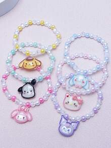 SANRIO Set de 6 pulseras con dijes de , , , ,  de , adecuadas para mejores amigas/hermanas, con cuentas de colores aleatorios - Multicolor - Ver 7