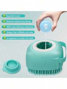 1pcs Generic Pet Dog Bath Brush Gentle Soap Dispenser Massaging Bath Grooming Soft Silicone - Màu Hồng  San hô - Xem 7