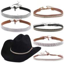 YC 6 Pcs Cowboy Hat Accessories For Women Men Cowgirl Bands Hats Western Style Hatbands Fashion - Nhiều màu - Xem 2