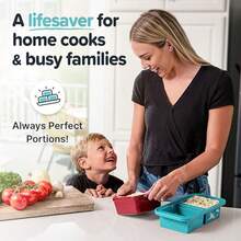 2 Cup Silicone Freezer Tray With Lids Perfect For Storing Lasagna Leftovers Sauces Portioned Meals And More Silicone Soup Freezer Molds For Meal Prepping Aqua 2Pack - Nước - Xem 4