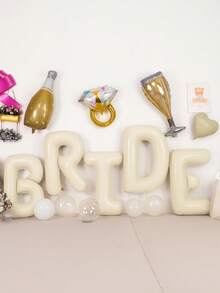 5pcs 16/40-Inch BRIDE Letter Balloon Set, BRIDE Letter Balloon Decoration For Wedding Party, Bridal Shower, Bachelorette Party Decoration, Beige BRIDE Balloons Bachelorette For Bridal Shower, Cream White Sand Bride Aluminum Film Banner Letter Sign, Aluminum Film Balloon Indoor And Outdoor Decoration, Bridal Balloon Banner For Wedding Engagement Bride To Be, No Electricity Required, Christmas Halloween New Year