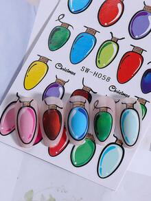 قطعتان من ملصقات أظافر بأضواء عيد الميلاد اللامعة، ملصقات ديكور أظافر ثلاثية الأبعاد بتصميمات كتب الكوميكس والأضواء، تصاميم فنية للأظافر ذاتية اللصق لحفلات الشتاء وعيد السنة الجديدة للنساء والفتيات