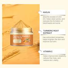 150g,Turmeric Vitamin C Mud Mask, Cleanses Skin Pores, Improves Enlarged Pores And Blackheads And Oil, Brightens And Tightens The Face, Hydrating And Moisturizing The Mud Mask - 橘色 - 查看 5
