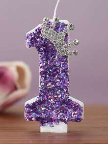 一套紫色闪光皇冠数字生日蜡烛，适合生日派对装饰，男女通用，紫色数字蜡烛可用于生日蛋糕装饰、周年纪念派对蜡烛、毕业典礼礼物。 - 彩色 - 查看 7