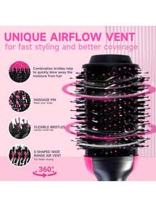 3-In-1 Electric Hair Dryer Brush & Hot Air Styler ,3-Speed Adjustment, Frizz Control, One-Step Blowout/Smoothing Brush, Curl Defining Styling For Wet/Dry Hair ,Perfect Gifts For Women, Easy To Use, And Travel-Friendly - US A Type Plug(110-127V) - View 4