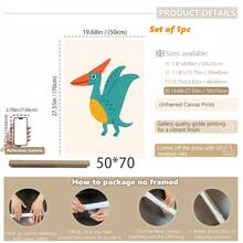 1 gerahmtes/Leinwand Wandkunst, Dinosaurier Tier Thema Dekoration. Badezimmer Wanddekoration. Themen Poster, Schlafzimmer Dekoration, Raumdekoration, Heimdekoration, Ornamente, Winterdekoration für Zuhause, Wanddekoration. Geeignet für Kinderzimmer, Kinderzimmer, Jungen- und Mädchen-Partyräume, Kita-Klassenzimmer Dekoration, wasserfestes Material. Kopfteil Dekorative Tapete, Party Deko Geschenke. Badezimmer Wanddekoration.