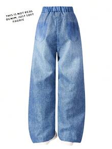 Tween Girls' Casual Butterfly Print Pants, Suitable For Daily, Commuting, Outdoor, Minimalist Style, Spring/Summer