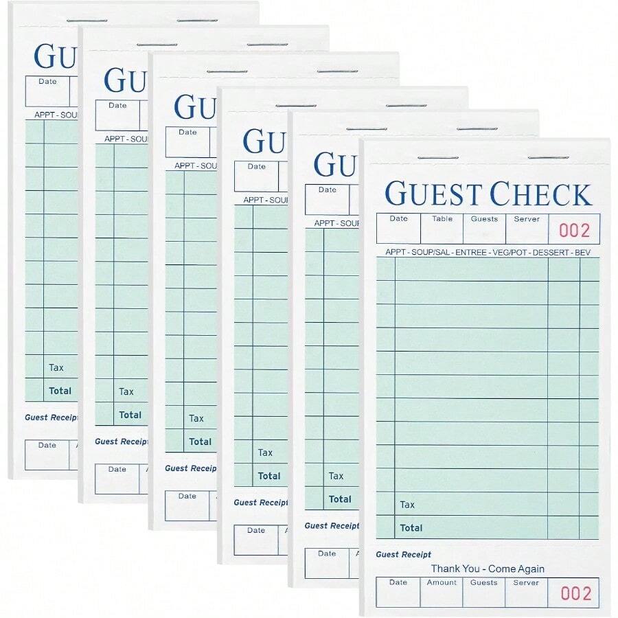 6 Pack Server Books Server Note Pads Guest Check Books For Servers Waitress Notepads For Restaurants 300 Orders Total - 淺綠色12線 - 查看 1