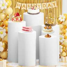 Cylinder Covers Set Of 3 Spandex Cylinder Pedestal Stand Covers Red Cylinder Cover Round Pedestal Cylinder Covers Multicolor Pedestal Cover For Wedding Party Ceremony DecorationKF - G - 查看 8