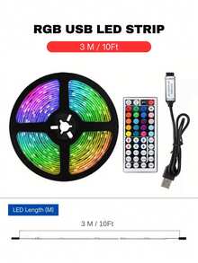 ONELEDWANGRX 1 pezzo Telecomando a 44 tasti con memoria per strisce LED per decorazione festa della mamma, set di strisce luminose RGB da 1m-15m/3,3ft-50ft a 5V USB, luce notturna a LED multicolore con fili di rame, adatta per retroilluminazione TV, illuminazione ambiente di soggiorno, camera da letto, barra luminosa al neon, effetto scintillante