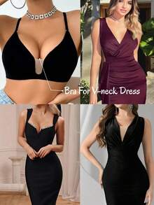 Sujetador sin espalda sin costuras para mujer, sujetador sin tirantes, sujetador de verano, sujetador sexy, lencería nupcial. 3 opciones de tirantes, sin costuras y transpirable, con tirantes ajustables, sujetador ligero, cómodo y transpirable, adecuado para bodas, vestidos de gala, vestidos de tirantes finos y otras ocasiones. - Negro - Ver 5