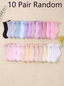 20 Pairs Ruffled Lace Elastic Baby Girl Socks, Cute Lace Short Socks Suitable For Baby Girls, All Seasons Including Newborn And Toddler, Great For Christmas/Thanksgiving Gifts, Quarter Socks - Multicolor - View 13