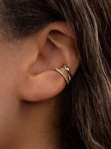 Einzigartige, modische 925er Sterlingsilber Ohrmanchettenohrringe mit doppelter Zirkonia-Lage, stapelbar für den täglichen Tragegebrauch von Frauen