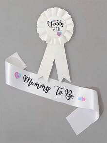 Perfect White "Mom To Be" Sash - Enjoy Your Baby Shower,White Baby Shower Sash, Mommy To Be Sash And Daddy To Be Badge, Baby Shower Party Decorations,Gender Reveal Decorations,Party Supplies,Baby Shower Party Favors (White) - Multicolor - View 1