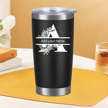 20oz Stainless Steel Personalized Travel Mug With Lid - Customizable With Name And Letter Design For Home, Office, Or On-The-Go - màu đen - Xem 2