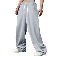 WZIKAI Men's Baggy Sweatpants Elastic Waist Drawstring Wide Leg Sweatpants Casual Loose Baggy Joggers With Pockets{"Size_name":"Large","Color_name":"LightGrey"} - 淺灰色 - 查看 4