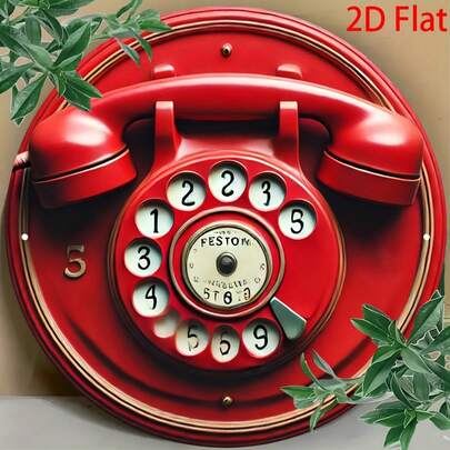 1pc 2D Flat Vintage Telephone Design Wooden Sign (7.87 X 7.87 Inches/20cm X 20cm) Round Decorative Plaque, Suitable For Corridor, Study, Office Wall Decor, Interesting Decor, Welcome Sign, Spring Theme, Wreath Center Decor, Room Decor, Holiday Decor, Kitchen Decor, Yard Decor, Friend Gift, Gardening Decor, Pre-Drilled Holes As Shown In Size