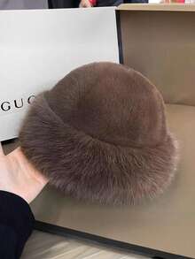1pc New Winter Woolen Hats For Women, European, American And Korean Style Warm Hats For Autumn And Winter, Fashionable Solid Color Ones That Look Good On The Face, Small And Versatile Mongolian Hats With Thickened Design - A - View 9
