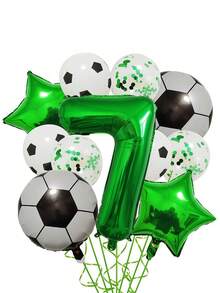 11pcs Football Theme Foil Balloon Set - Numbers 0-9 World Cup Theme Party Birthday Decorations Balloons, Includes 32" Number Balloons And 18" Football Balloons, Suitable For Sports Party/Birthday Party/Summer Party Decor, Fan Party/Locker Room Celebration, Etc. - Multicolor - View 20