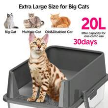 Aumerage Large Stainless Steel Cat Litter BoxMetal Litter Pan Tray With High Wall Sides Enclosure For Big Cats With Scooper AntiLeakage NonSticky Easy Cleaning