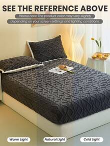 1条塔夫绸床笠，床笠套装，床罩，纯色柔软保暖床垫保护套，亲肤床笠，加厚秋冬床罩，现代面料床笠，适用于卧室，适合单人床、双人床、大号床、特大号床，不含枕套，通过Oeko-Tex认证