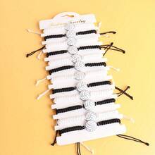 12 Adjustable Friendship Bracelets, Volleyball Woven Couple Friendship Bracelets, Black And White Retro Simple Charm Bracelets, Woven Softball Charm Bracelets, Accessories For Men/Women