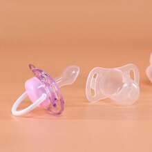 KUNT 1 件婴儿半透明手柄硅胶奶嘴，舒缓，圆形适合日常使用/扁平形适合夜间使用硅胶奶嘴，适合日常使用