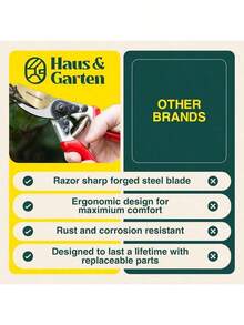 EnduroPRO Ergonomic Bypass Pruners - Professional Titanium Garden Shears - Heavy Duty Hand Pruning Scissor, Tree Trimmer, Gardening, Branch, Hedge, Shrub Bush Clippers - EnduroPRO - View 8